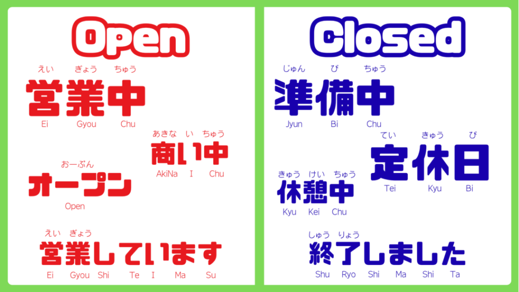 Japan Travel Guide: Essential Signs, Words & Phrases Open & Closed Kanji